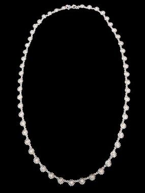 Ann Taylor Silver Tone 8.5mm Daisy Rhinestone 31" Long Necklace